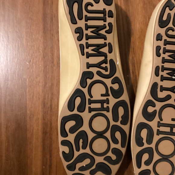 Jimmy Choo Nude Patent Leather Glitter Cap Toe Whirl Flats - Picture 5 of 10